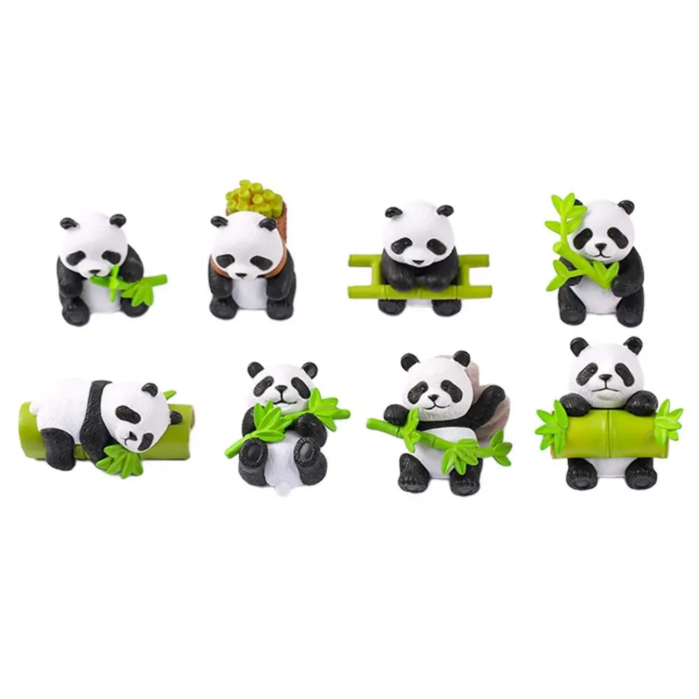 Panda Collectible Toy Bamboo Panda Figurine Set Resin Toy Model Sculptures for Cake Toppers Desktop Ornaments Festival Gifts 8