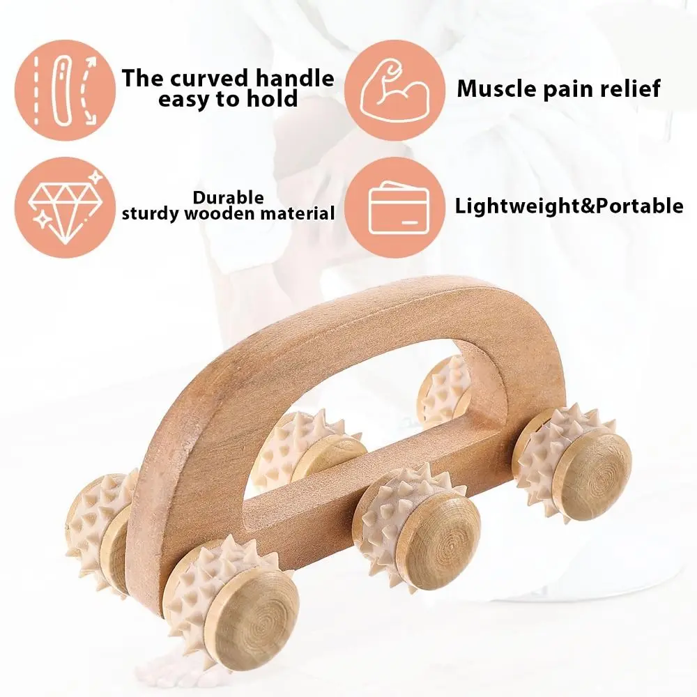 Deep Tissue Wooden Massage Roller Lymphatic Drainage Anti Cellulite Wood Back Massage Roller Handheld Body Shaping
