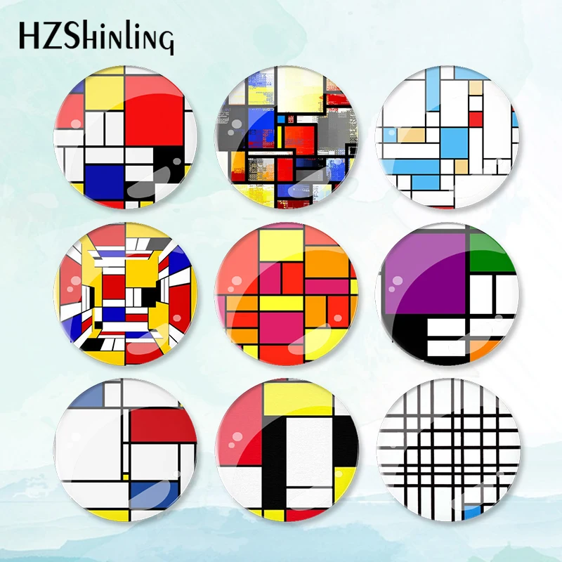 2023 New Mondrian Square Badge Spilla Geometrica Art Pin Zaino Decorazione Spille Gioielli Rotondi Regalo Donna