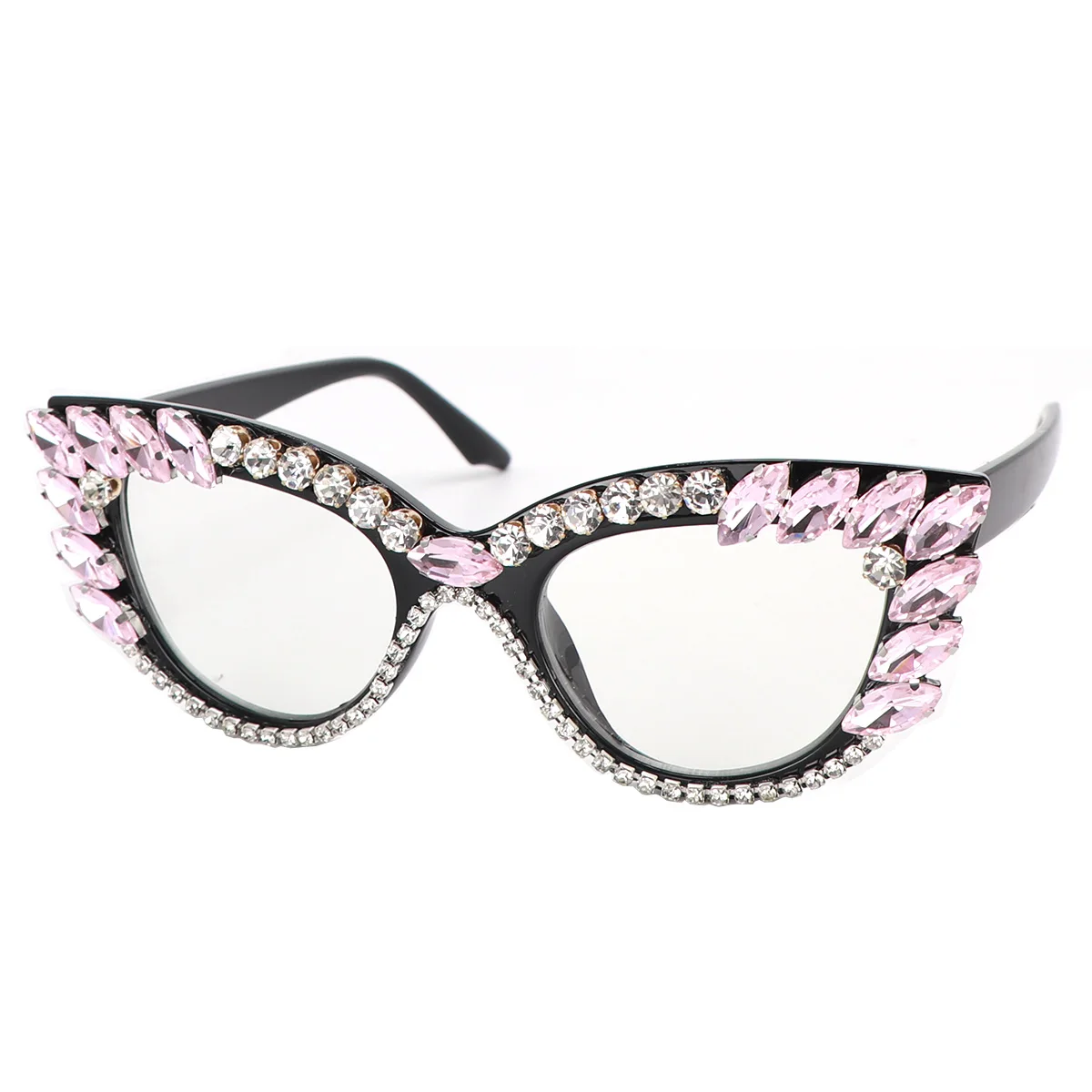 Cat Eye Reading Glasses Women Anti Blue Ray Pink White Rhinestone Trim Presbyopia Glasses Female Diopter From +100 To +400 4