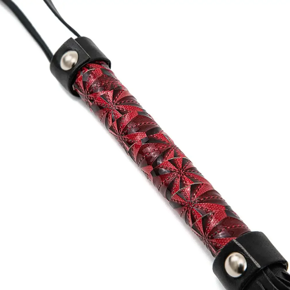 56CM PU Leather Tassel Horse Whip for Horse Training, PU Leather Handle with Wrist Strap 3