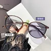 Women Trendy Photochromic Myopia Glasses Anti Blue Light Short Sighted Eyewear Finished Round Sunglasses Goggle Diopter 0~-4.0 3