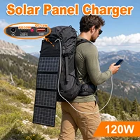 Panneau solaire Leaorld 120W, chargeur de batterie 12V, chargeur solaire rapide pliable QC3.0 PD3.0 pour téléphone, pinces, station d'alimentation, camping-cars, camping 2