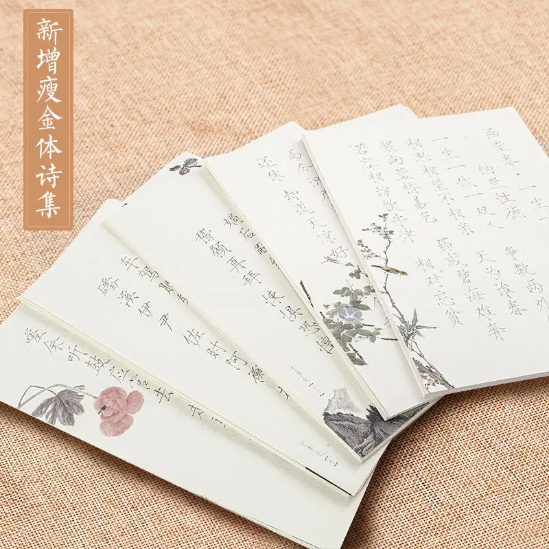 Small Script Brush Copybook Beginners Entry Copy Set Tracing Red Rice Paper Tang Poetry Song Ci Pen Calligraphy Practice images - 6