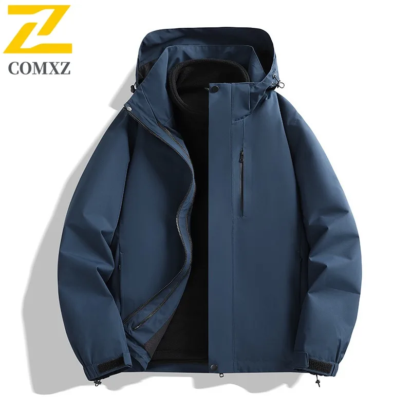 COMXZ Men's Trench Coat Winter New Windproof Waterproof Hunting Camping Windbreaker Jacket Travel Breathable Warm Outerwear