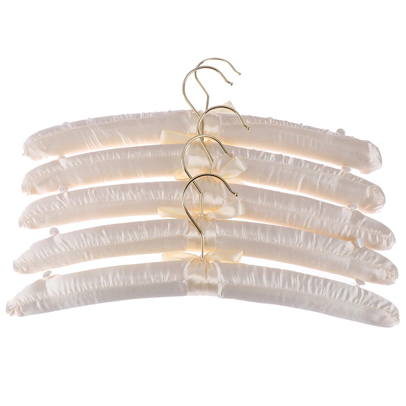 실크 원단 행어 브레이스 화이트 후크 단추, 미끄럼 방지 행어 웨딩 드레스, 의류 행어, 38cm, 5 개