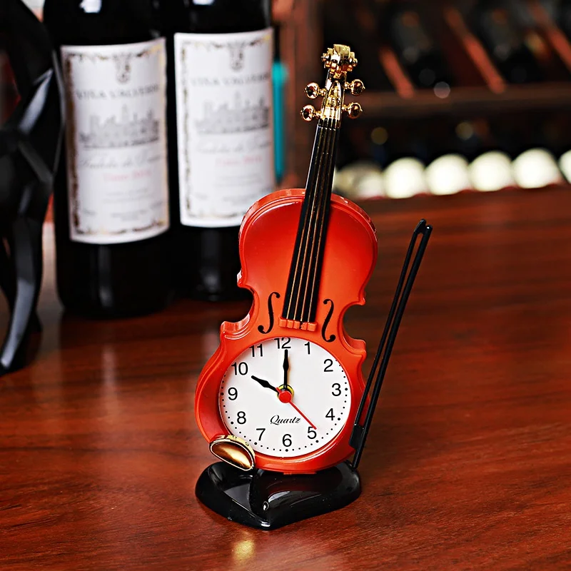 Creative Violin Students Use Alarm Clock Fashion Simple European Style Children's Cute Cartoon Bedside Clock Retro Ornament,digital clock,weather clock,lcd digital clock,digital desk clock,digital table clock,mini desk clock,mini weather clock,flipping clock,retro desk clock,retro telephone alarm clock