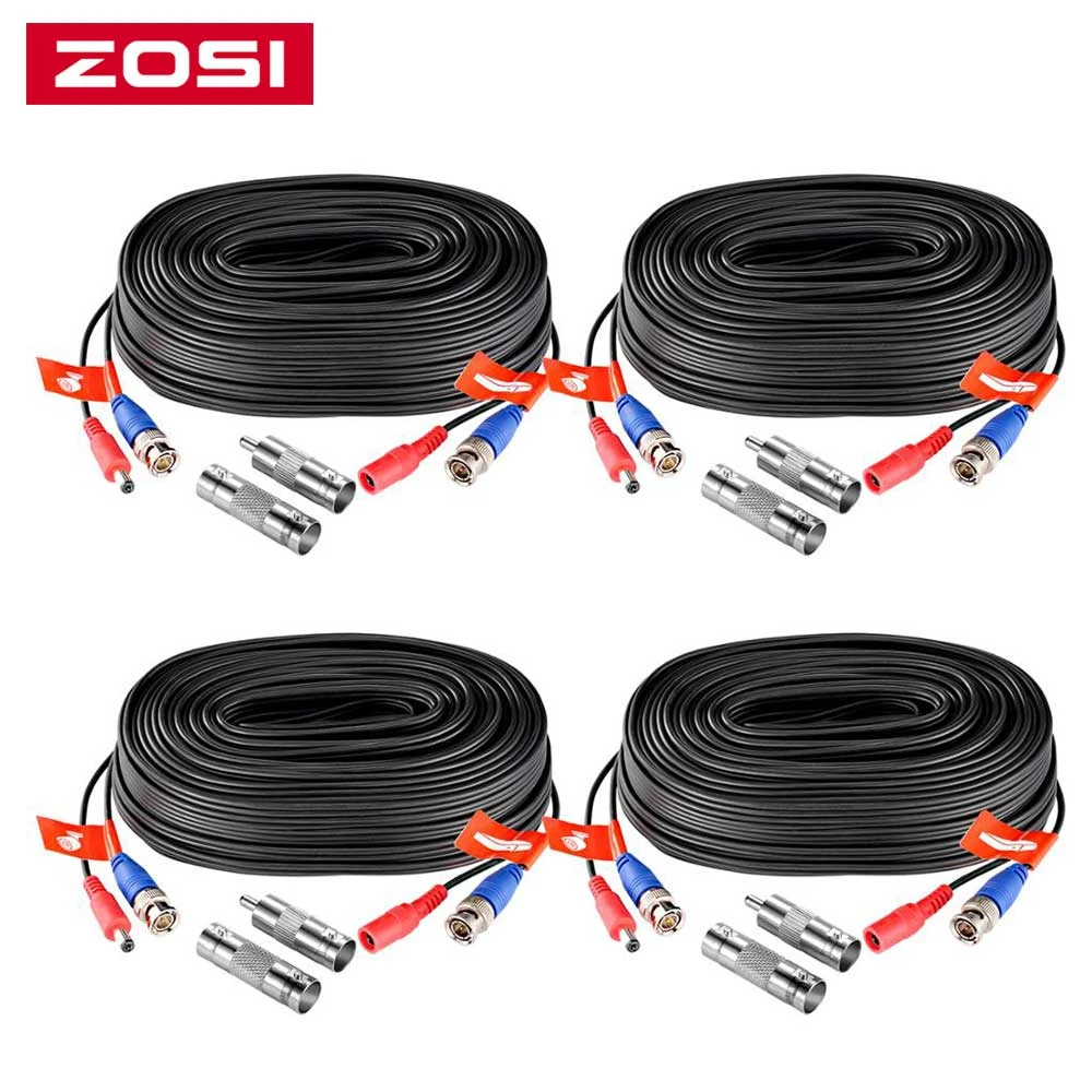 ZOSI cable de alimentación BNC + enchufe de CC para cámara CCTV y sistema DVR, Cable 4 18,3 pies), Color negro|cable for cctv| cable for cctv cameracctv power -