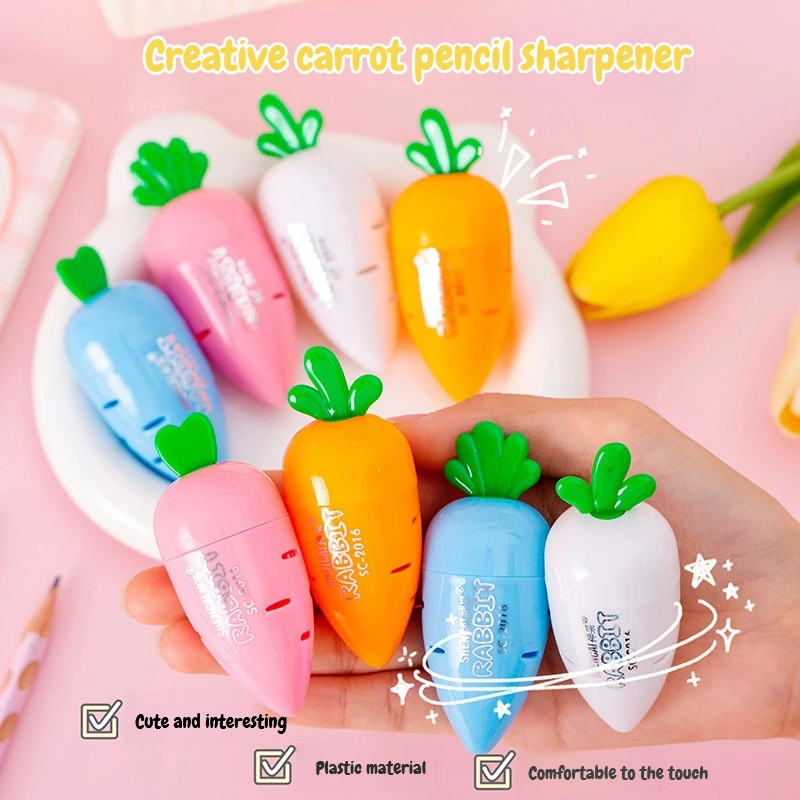 Simpatico cartone animato Carota Temperamatite Manuale Scuola primaria Premio per bambini Cancelleria Kawaii Ravanello Temperamatite creativo