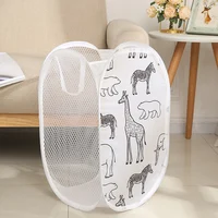 Laundry Basket Giraffe Cartoon Foldable Dirty Clothes Storage Organizers Polyester Mesh Fabric Sundries Basket for Bathroom 2