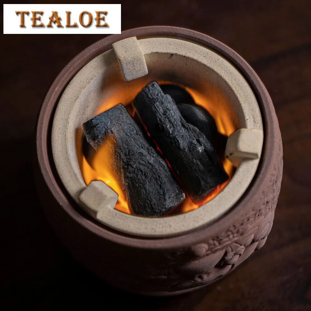 Rock Mud Handmade Lion Dance Tea Warmer Stove Household Side Handle Teapot Warmer Zen Tea Kettle Stand Ceremony Decoration