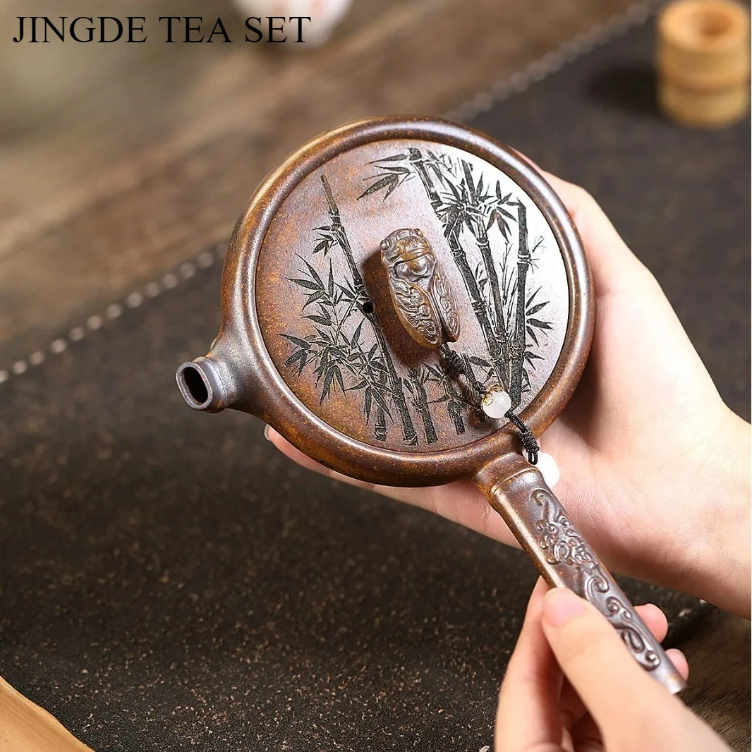 High-end Yixing Handmade Purple Clay Teapot, Raw Ore, Dragon Bone, Gold Sand, Tang Yu Tea Pot, Kung Fu Tea Set 180ml