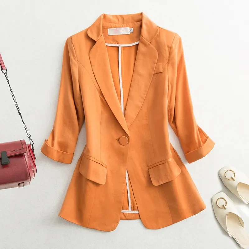 

Новинка весна-лето 2024, женский пиджак с рукавом семь минут, новая женская одежда, тонкий офисный Женский блейзер