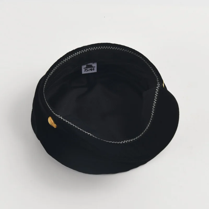 Autumn And Winter New Fashion Black Velvet Navy Cap Women's British Retro Hundred With Flat-Top Newsboy Hat
