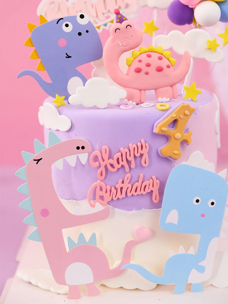 Bougie d'anniversaire en forme de dinosaure pour enfant de 0 à 9 ans,  décorations de fête, dessin animé, gâteau joyeux anniversaire, ci-après les  travailleurs - AliExpress