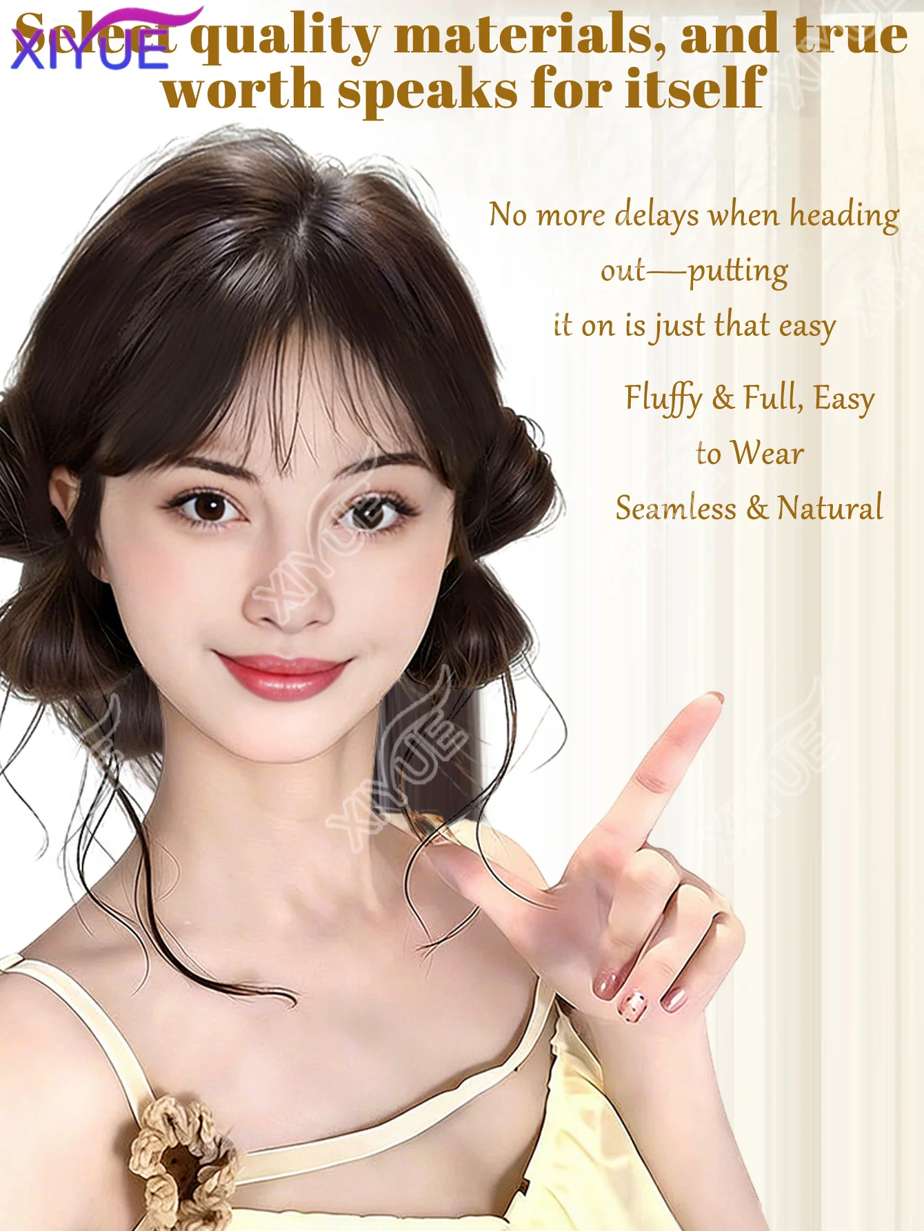 XIYUE 여성용 리본 매듭 클로 클립 헤어 번, 우아한 내추럴 포니테일 연장, 드래곤 비어드 합성 시뇽 가발