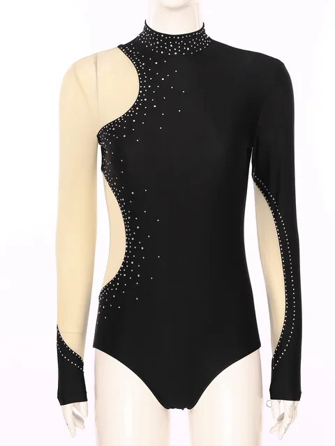 Abito Da Ballo Con Strass Senza Maniche - Body Danza Classica, Pattinaggio E Latino, Schiena Aperta