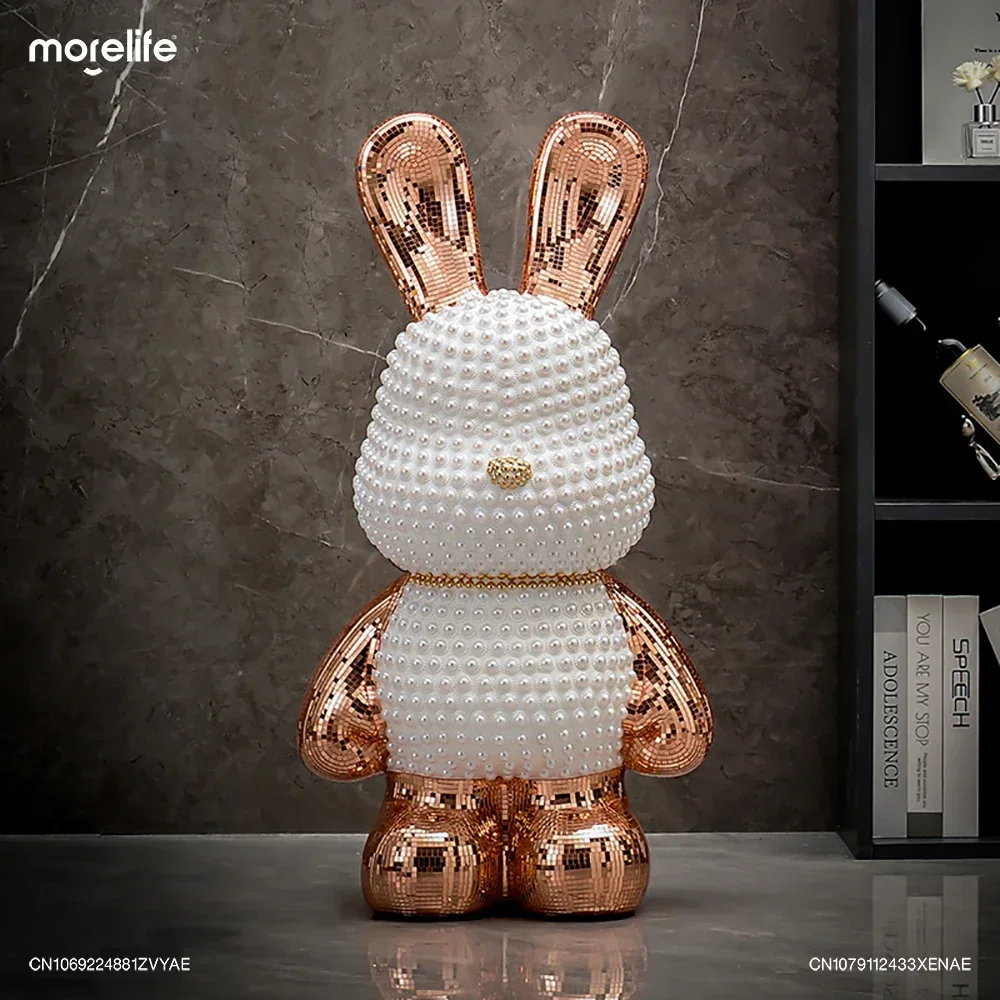 

Creative Cartoon Rabbit Sculpture Statue Light Luxury Home Living Room TV Cabinet Mirror Decoration Large Ornaments Home Decor