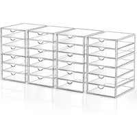 Makeup Drawer Storage Organizer with 24 Drawers, 4 Set Acrylic Office Desk Organization and Storage 1