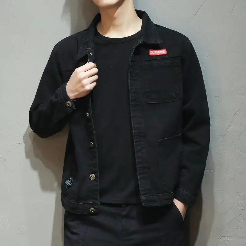 Fashion Lapel Spliced Button Pockets Embroidery Denim Jacket Men's Clothing 2023 Autumn Winter Loose Casual Tops Korean Coats
