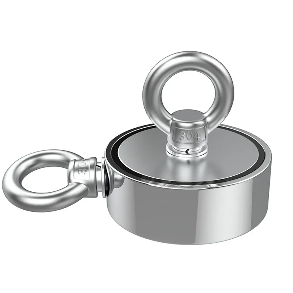 Powerful Double Sided Neodymium Magnet Search Magnetic hook Salvage River Fishing Magnets Ring Hook Double Ring D48mm-94mm