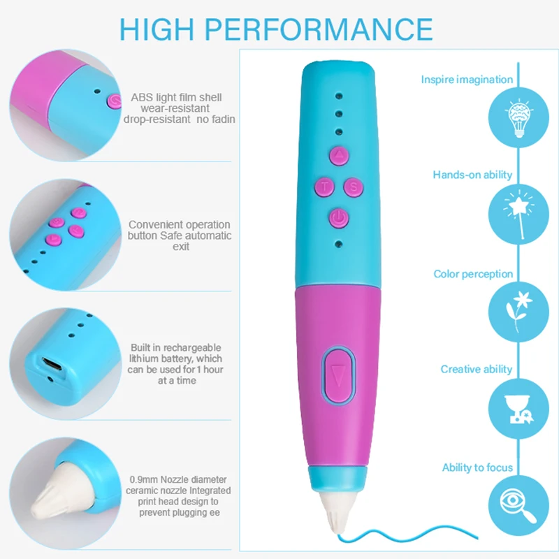 3D Pen Set for Kids Boys Girls 3d Printing Pen Low Temperature with 100M PCL Filament 3d 3d printing pen,3d printing pen filament