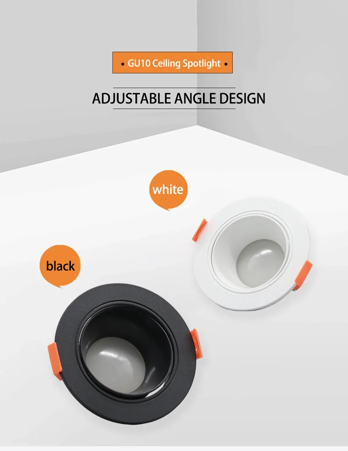 Description Picture 2 of item5/10/20pcs Downlight GU10 Ceiling Spotlights Energy Saving Angle Adjustable Rotating AC220V 120V for Derection Indoor Lighting