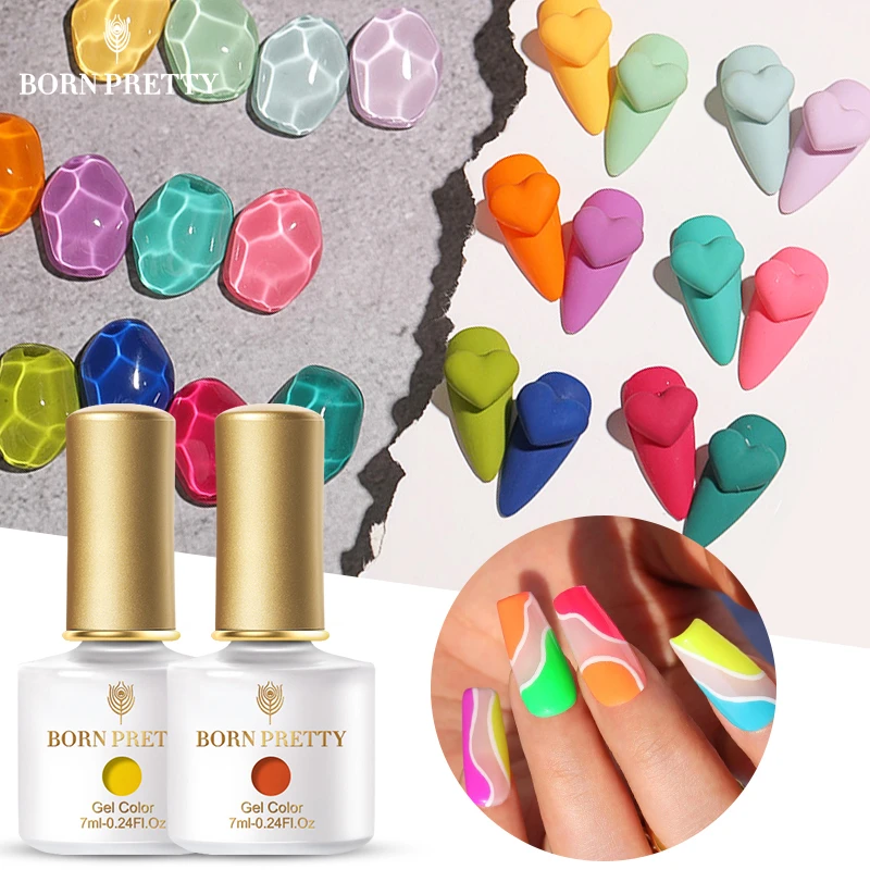 可愛い マカロンカラーのマニキュア 半永久的なジェルネイルポリッシュ ネオン イエロー パープル ピンク 7ml Aliexpress