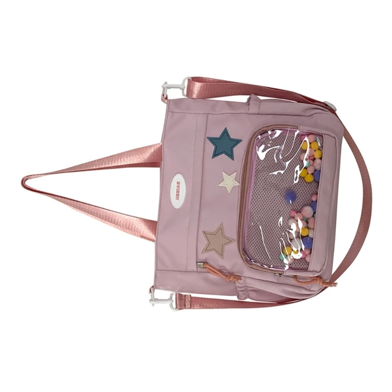 Modern Clear Single Bag Nylon Shoulder Bag Casual Crossbody Handbag for Student E74B