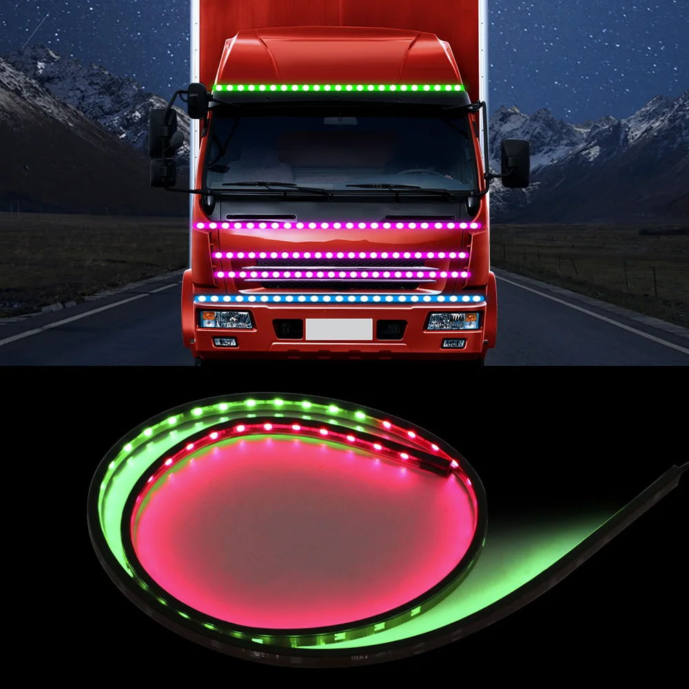 

Nice RGB 1-2.4M 24V Truck Roof Atmosphere Lamps Car Styling Waterproof Super Bright Colorful Flexible LED Strip