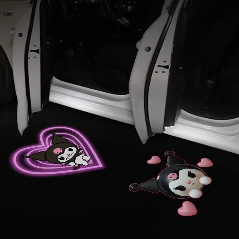 

New Sanrio Car Projector Lamp Hello Kitty Cartoon Hd Welcome Lamp Laser Wireless Sensor Car Decoration Accessories Supplies