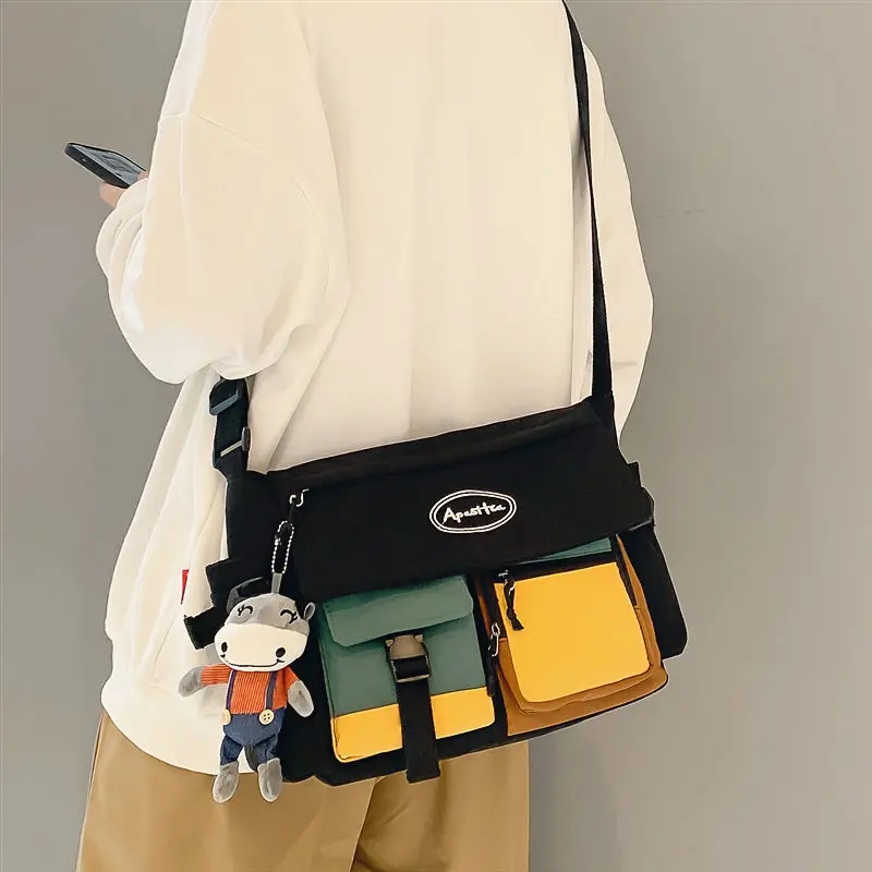 

Нейлоновые сумки, сумка на плечо, вместительные сумки через плечо для девушек и мужчин, сумка-мессенджер в стиле Харадзюку, школьные сумки, сумки