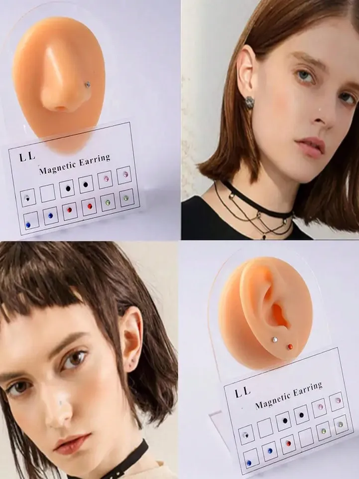 Finrezio 20 Paia Orecchini Magnetici Finti 6mm | Cristalli Colorati Senza Foro | Acciaio Inossidabile Ipoallergenico - Foto 9