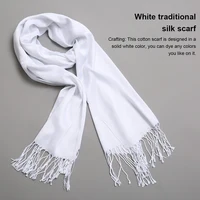 White Tassel Scarf Winter Unisex Cotton DIY Tie-dye Soft Scarves Decorative Cold Weather Neck Crafting Handicraft 1