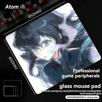 ATOM Tempered Glass Mouse Pads Customized Anime E-Sports Gaming Mats Desk Pad for PC FPS Gaming Mouse Pad Offices Accessories