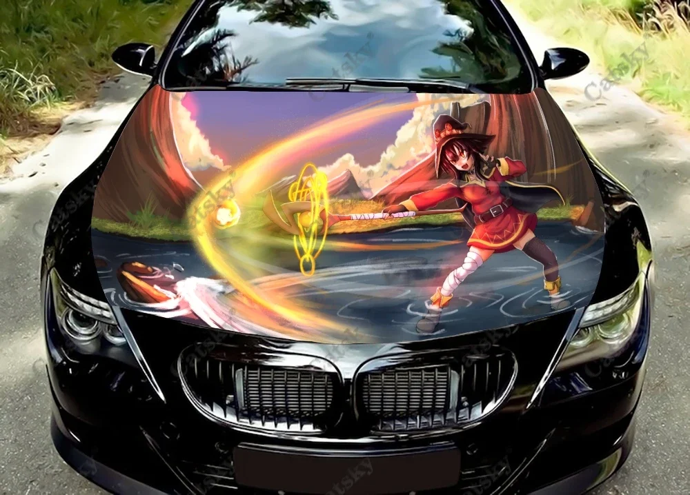 

Megumin - KonoSuba Anime Car Hood Vinyl Stickers Wrap Vinyl Film Engine Cover Decals Sticker Universal Car Hood Protective Film