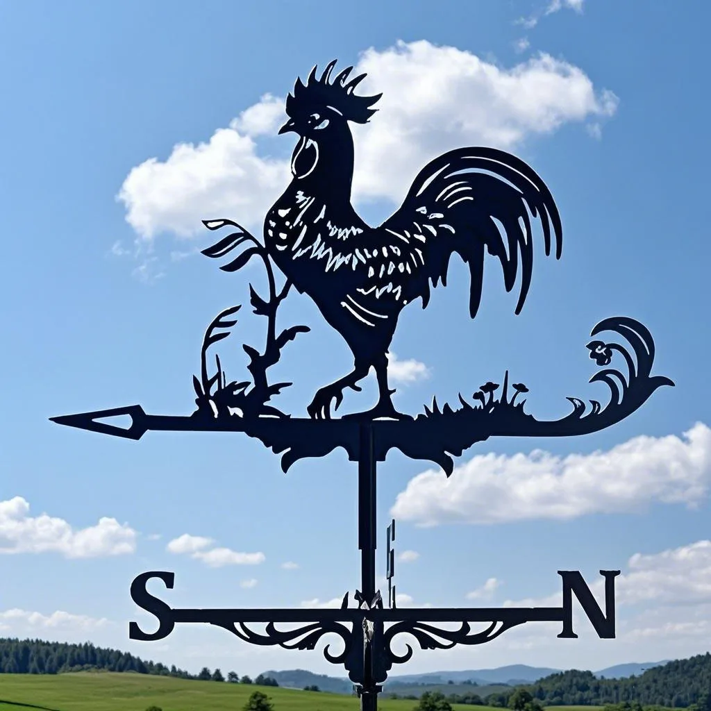 Iron Art Wind Direction Indicator Decorative Country Stylemetal Weather Vane Outdoor Roof Decoration Home Garden Figurine
