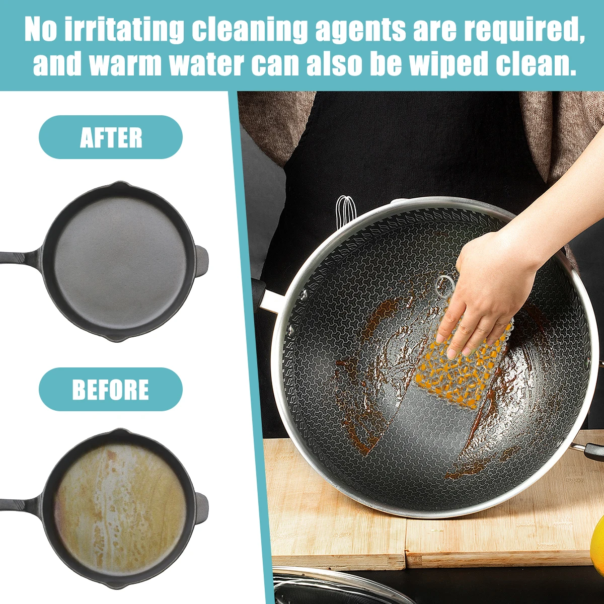 Cast Iron Cleaning Tool Mesh Silver Chain Scrubber Washable For Cabinets  For