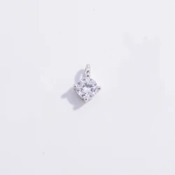 Gold Plated S925 Sterling Silver Zirconia Pendant for Necklace Chains - DIY Fine Jewelry Charms (Platinum Medium)