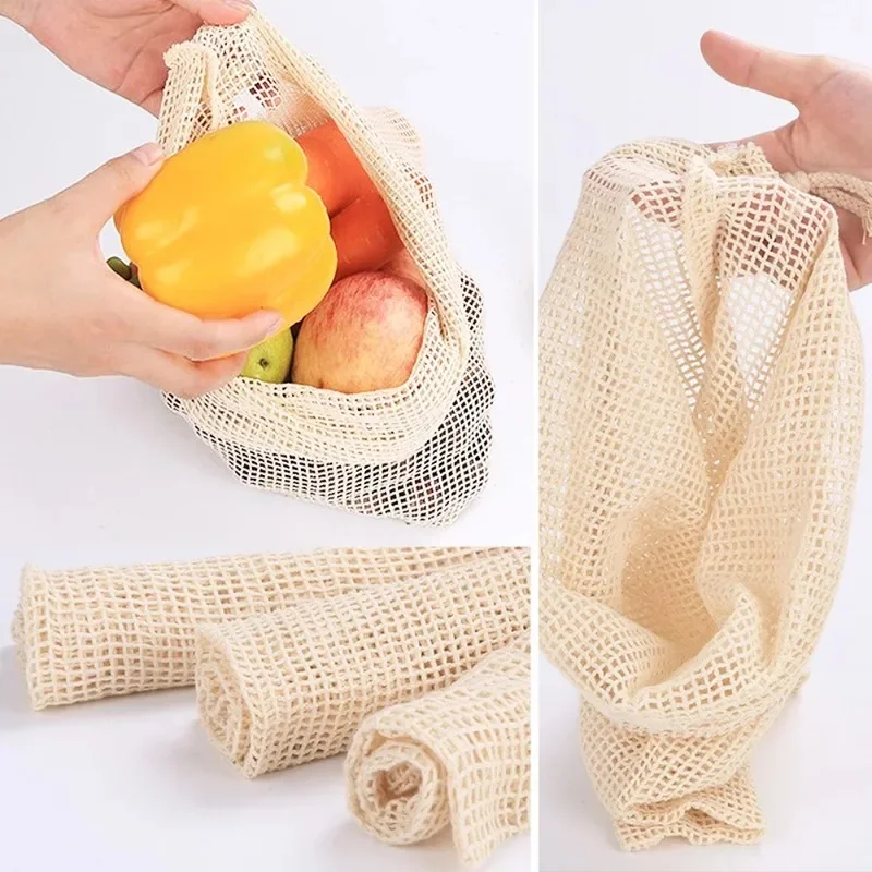 Cotton Mesh Vegetable Bags Produce Bag Reusable Cotton Mesh