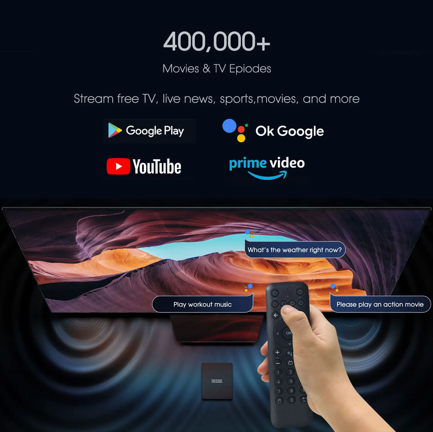 MECOOL KM7 SE 2GB 32GB 안드로이드 TV BOX Amlogic AV1 Google 인증 Chromecast 히브리어 포르투갈어 음성 제어 글로벌 버전 DDP