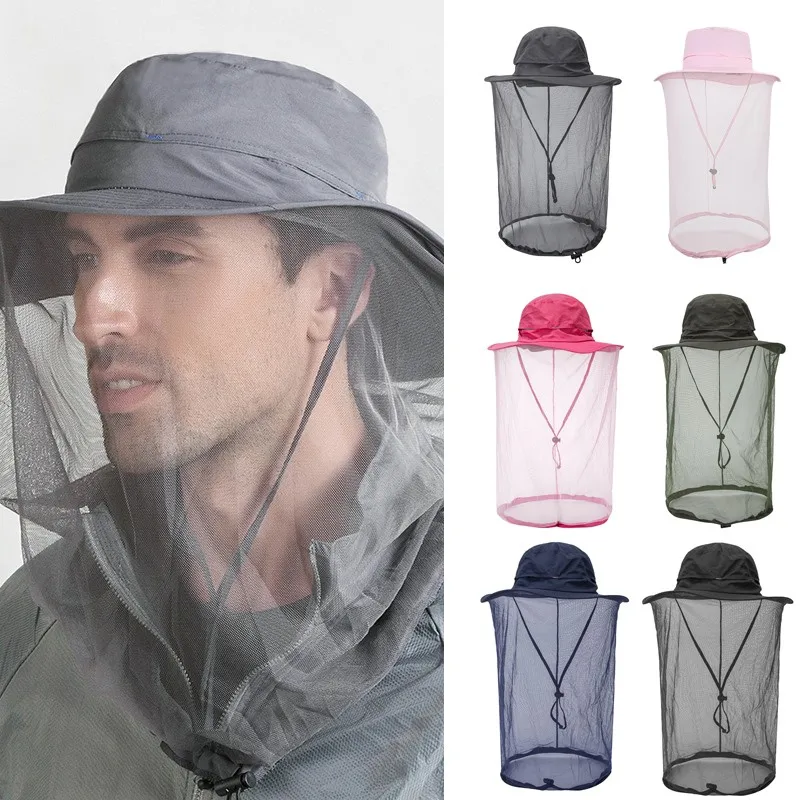 Mosquito Hat Net Face Head Protector Outdoor Fishing Cap Anti Mosquito Insect Hat Bug Mesh Head Net Insect Gnat Head Cover