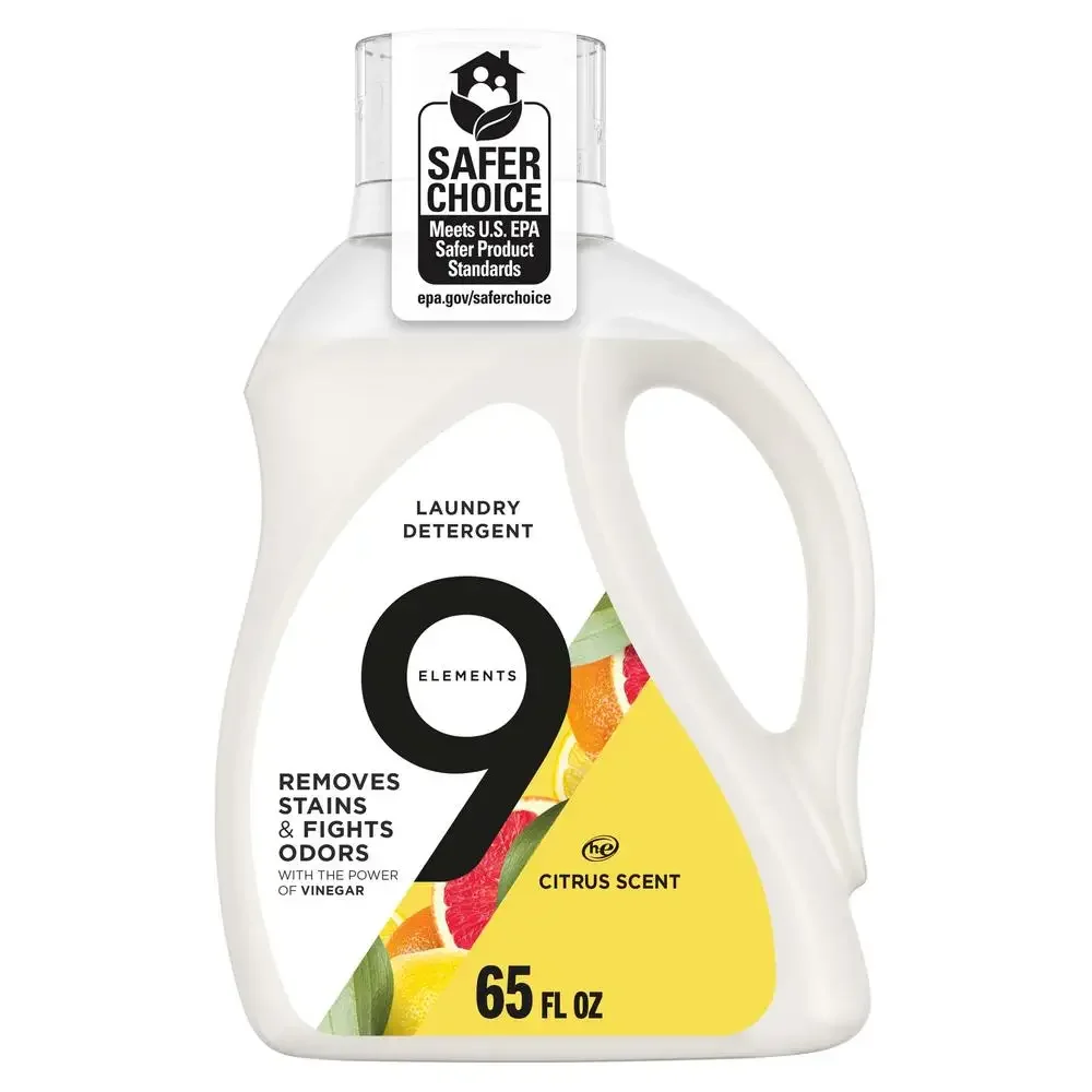 Lemon Scented Vinegar Powered Laundry Detergent 65 fl oz Deep Clean Gentle on Skin White Stain Removal Concentrated Liquid