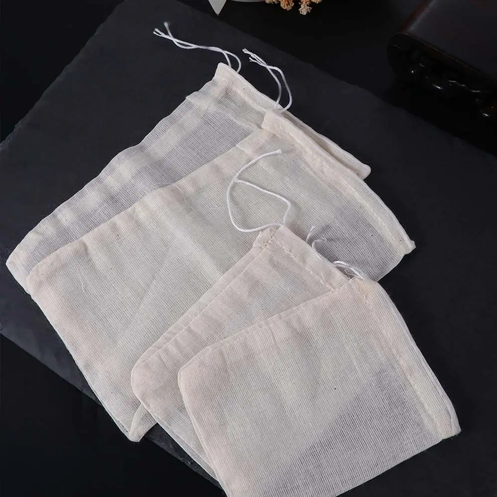 Reusable Natural Unbleached Portable Tea Filter Sachet Bag Muslin Bag Cotton Pouch Drawstring Bags 2
