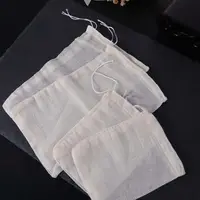 Reusable Natural Unbleached Portable Tea Filter Sachet Bag Muslin Bag Cotton Pouch Drawstring Bags 2