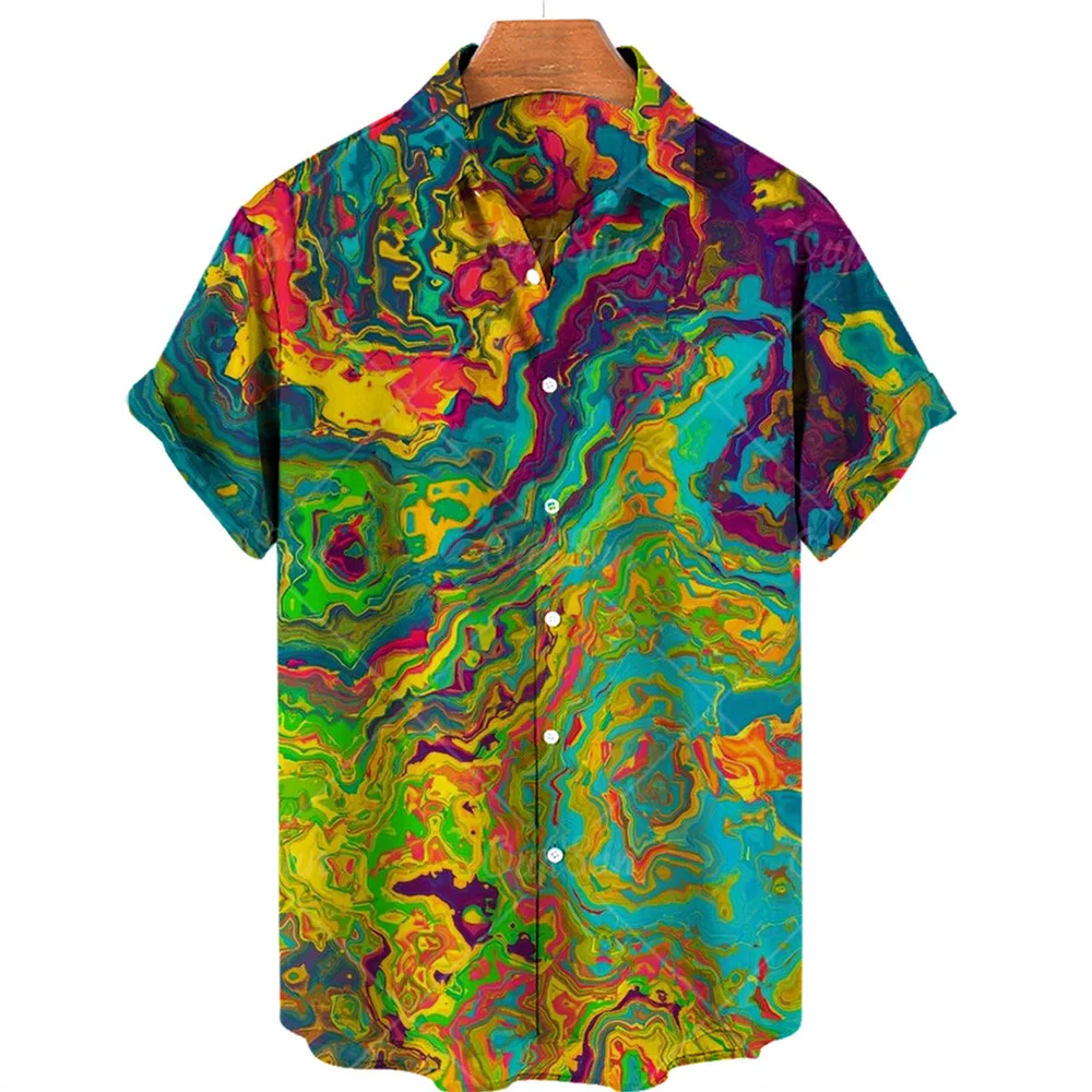 

Fashion Men Button Shirts Streetwear Beach Hawaiian Shirt Lapel Top Short Sleeves Shirts Clothes