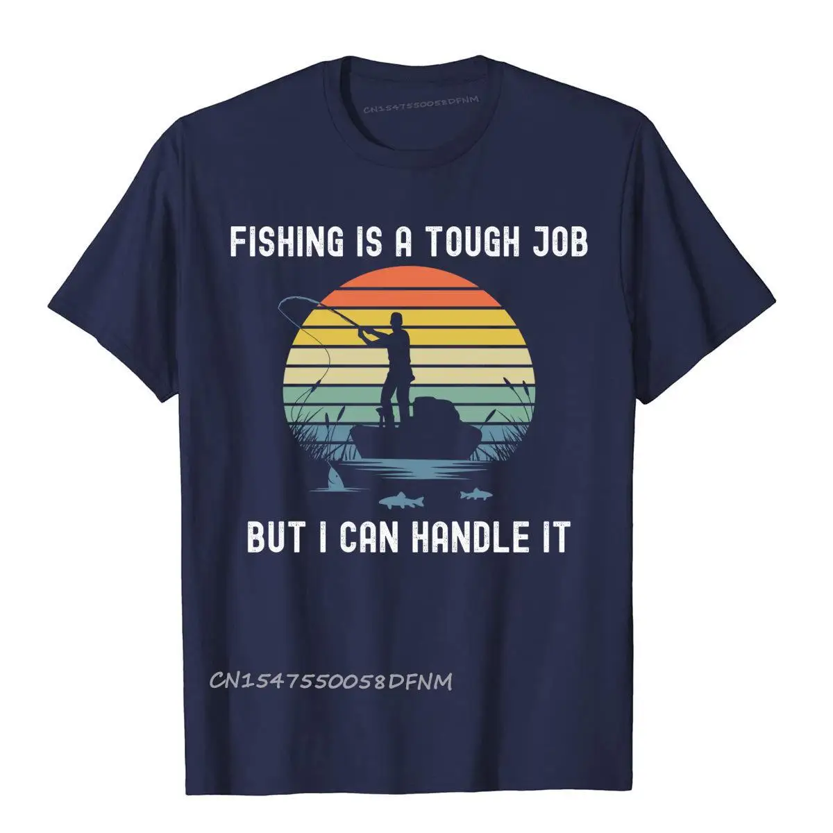 Cheap Mens T Shirt 8 fishing is a tough Party Top T-shirts Cotton Unique  pradonavy