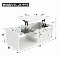 Table basse, blanc brillant, table d'appoint, table basse avec plateau en verre et effet LED, avec plateau en verre 6