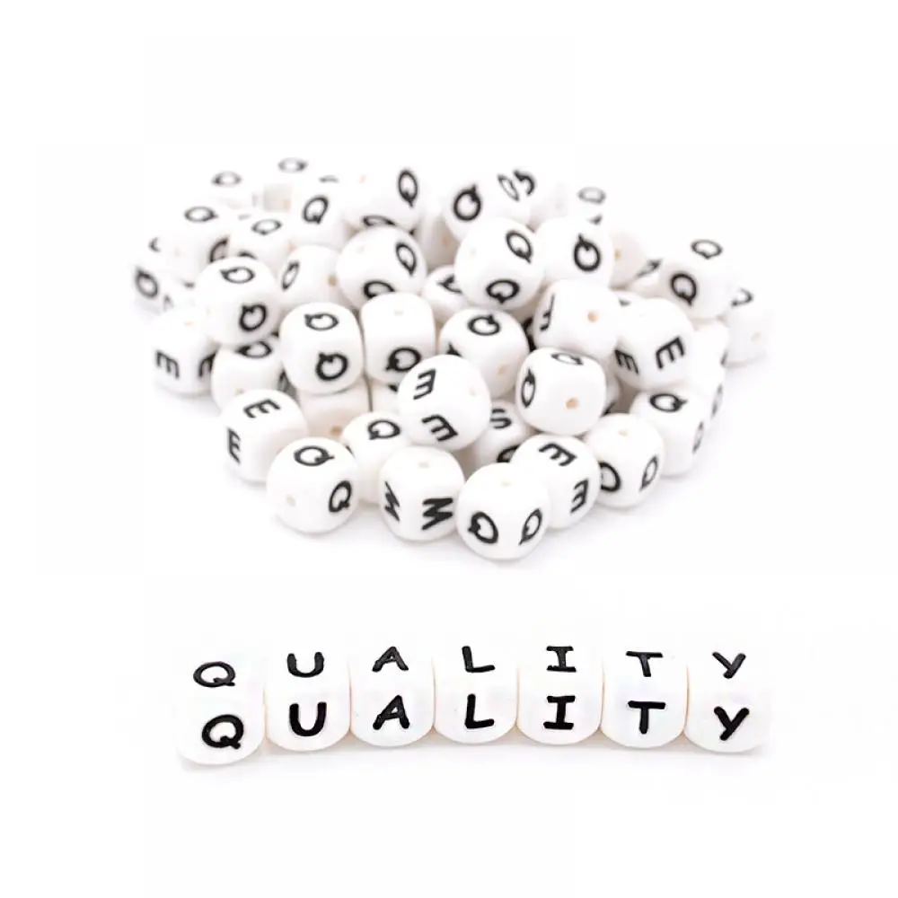 50Pcs 12mm Glow In the Dark English Alphabet Letter Beads Luminous Silicone Letters Beads for Baby Teething Chew Toy Shower Gift 3