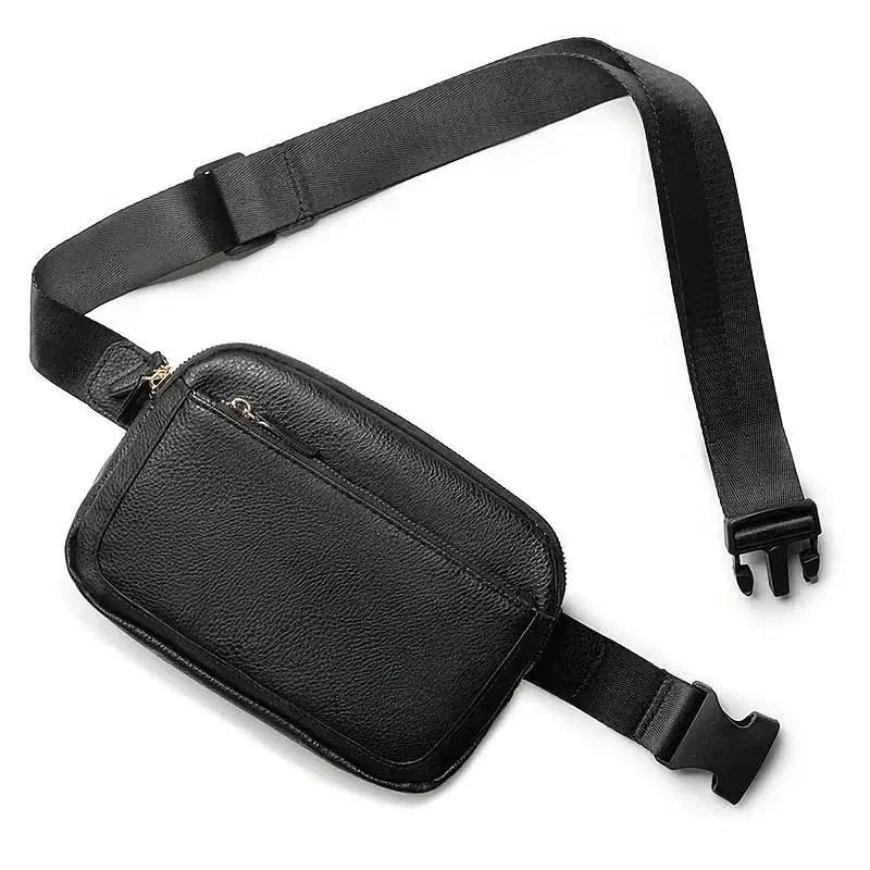 Women's Leather Waist Bag Crossbody Bag Travel Waterproof Waist Bag Sports Wallet Pocket Unisex Bag